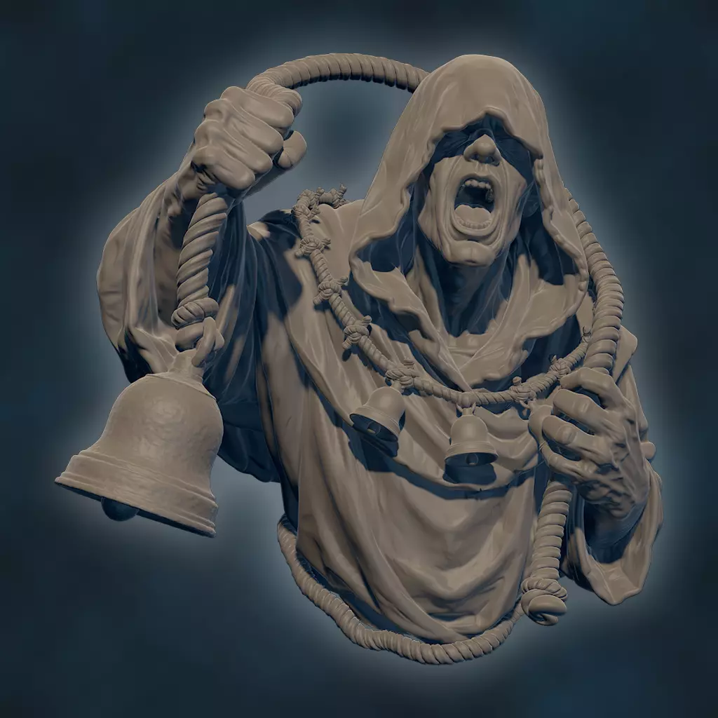 The Bellringer of Lost Souls Dark Fantasy Horror Bust STL 3D print model