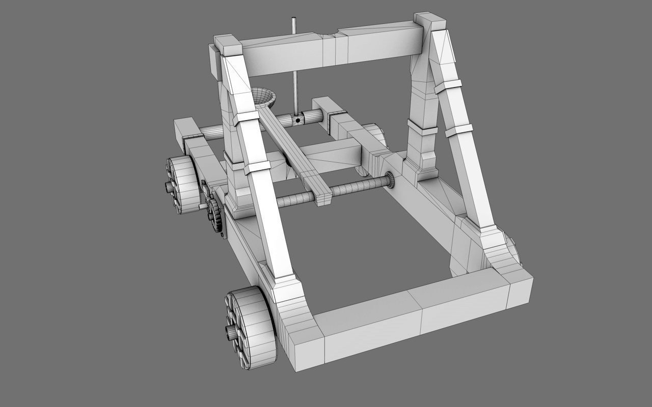 Roman Catapult  Base Mesh Free low-poly 3D model_6