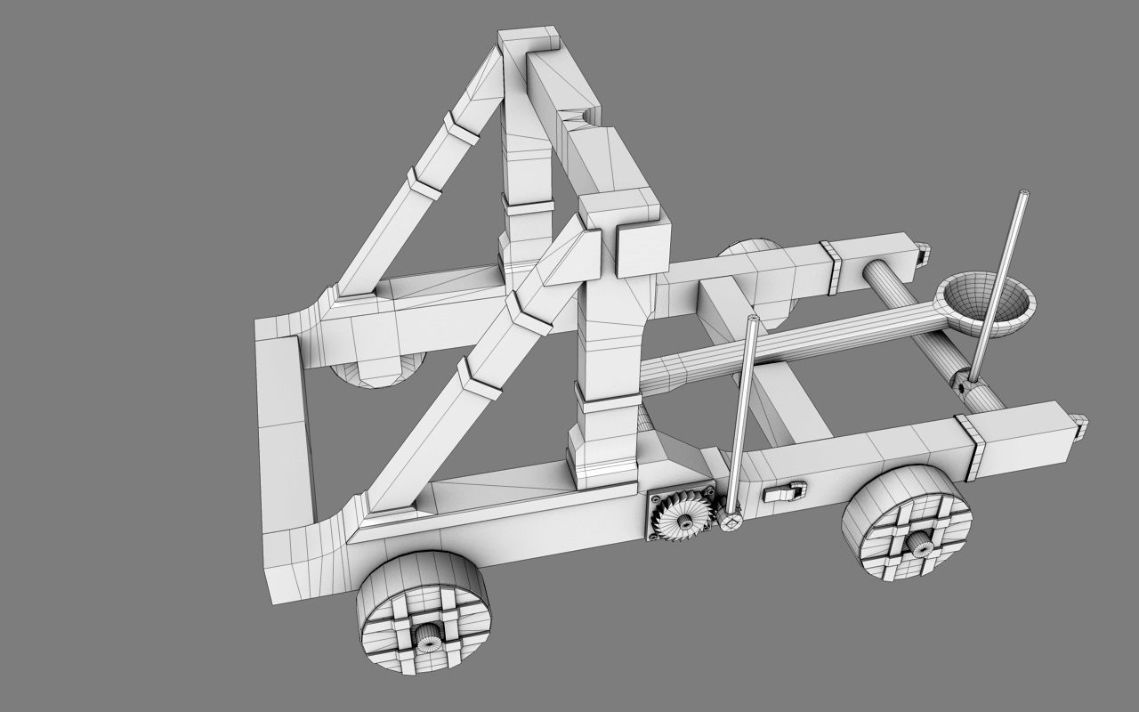 Roman Catapult  Base Mesh Free low-poly 3D model_2