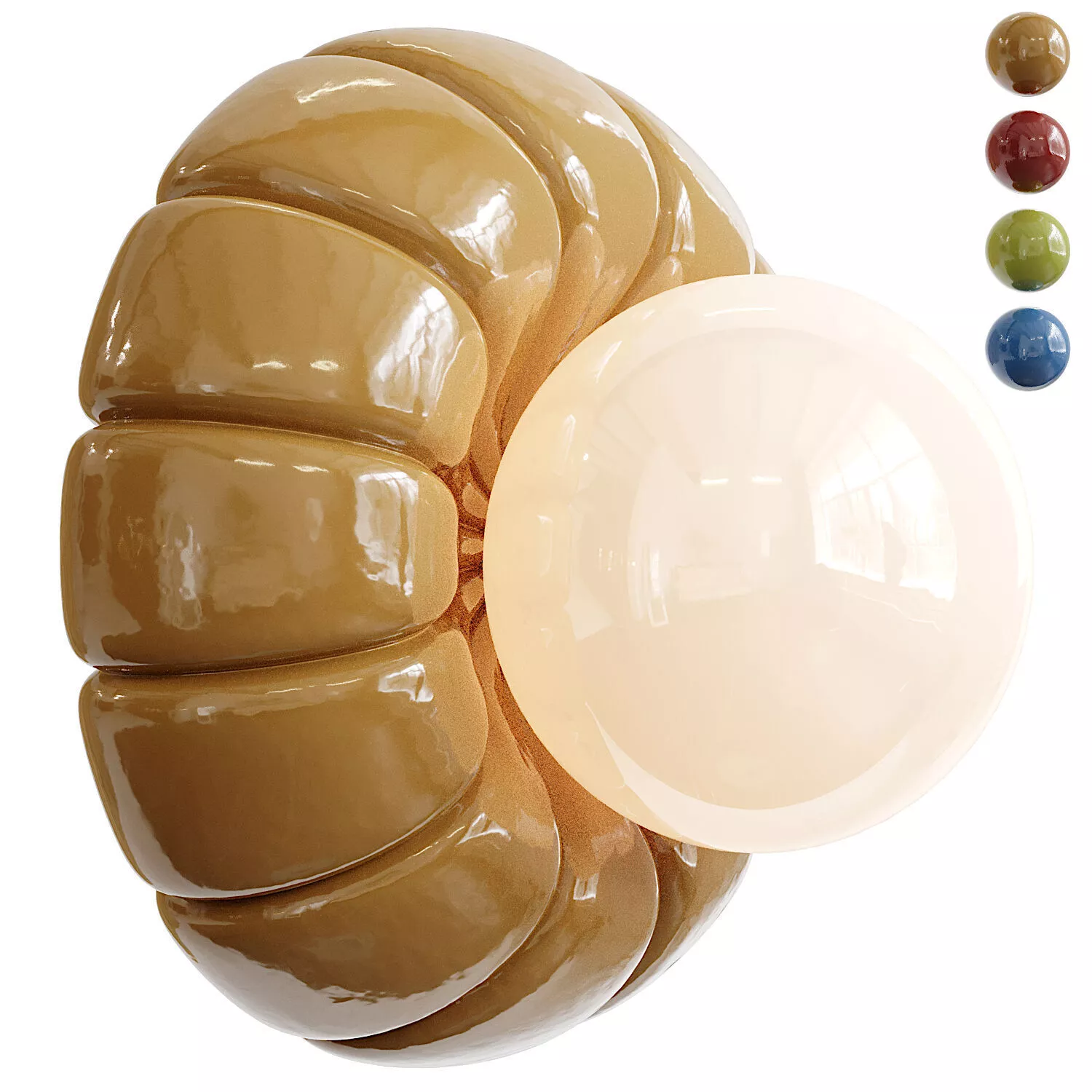 Ribbed Ceramic Opal Glass Wall Light 3D model