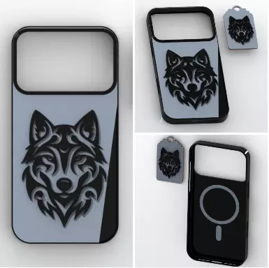 Tribal Wolf MagSafe Case 3D print model