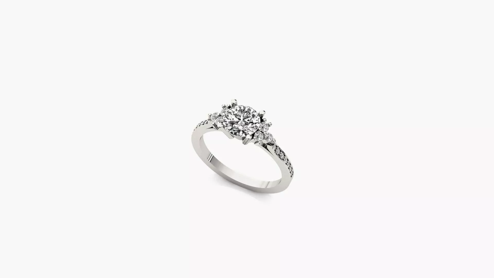 Round Dimond Engagmenet Ring 6mm - STL - 3DM - 3D Print 3D print model