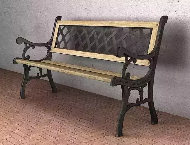 Garden Bench - Low Poly