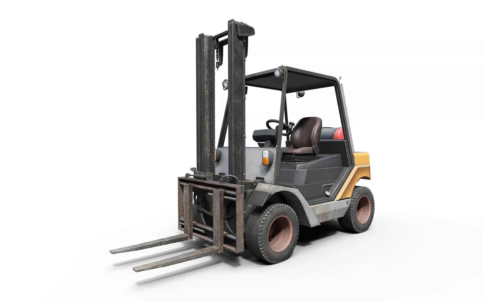 Forklift on Wheels Low-poly 3D model