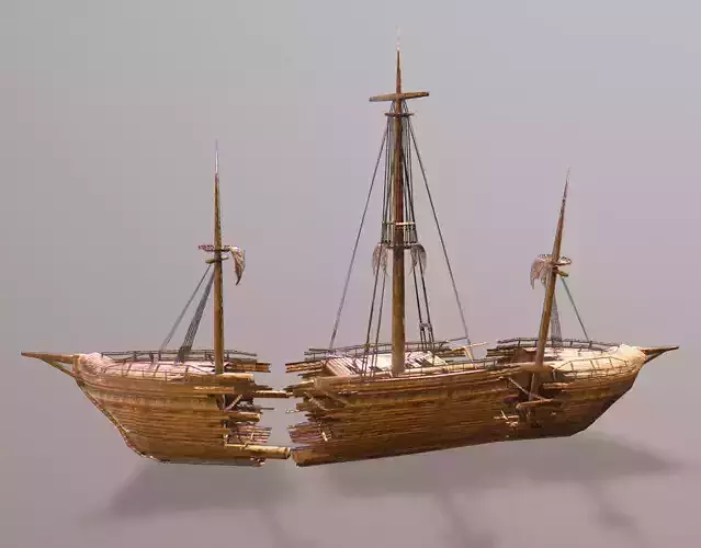 Wrecked Ship Low-poly 3D model