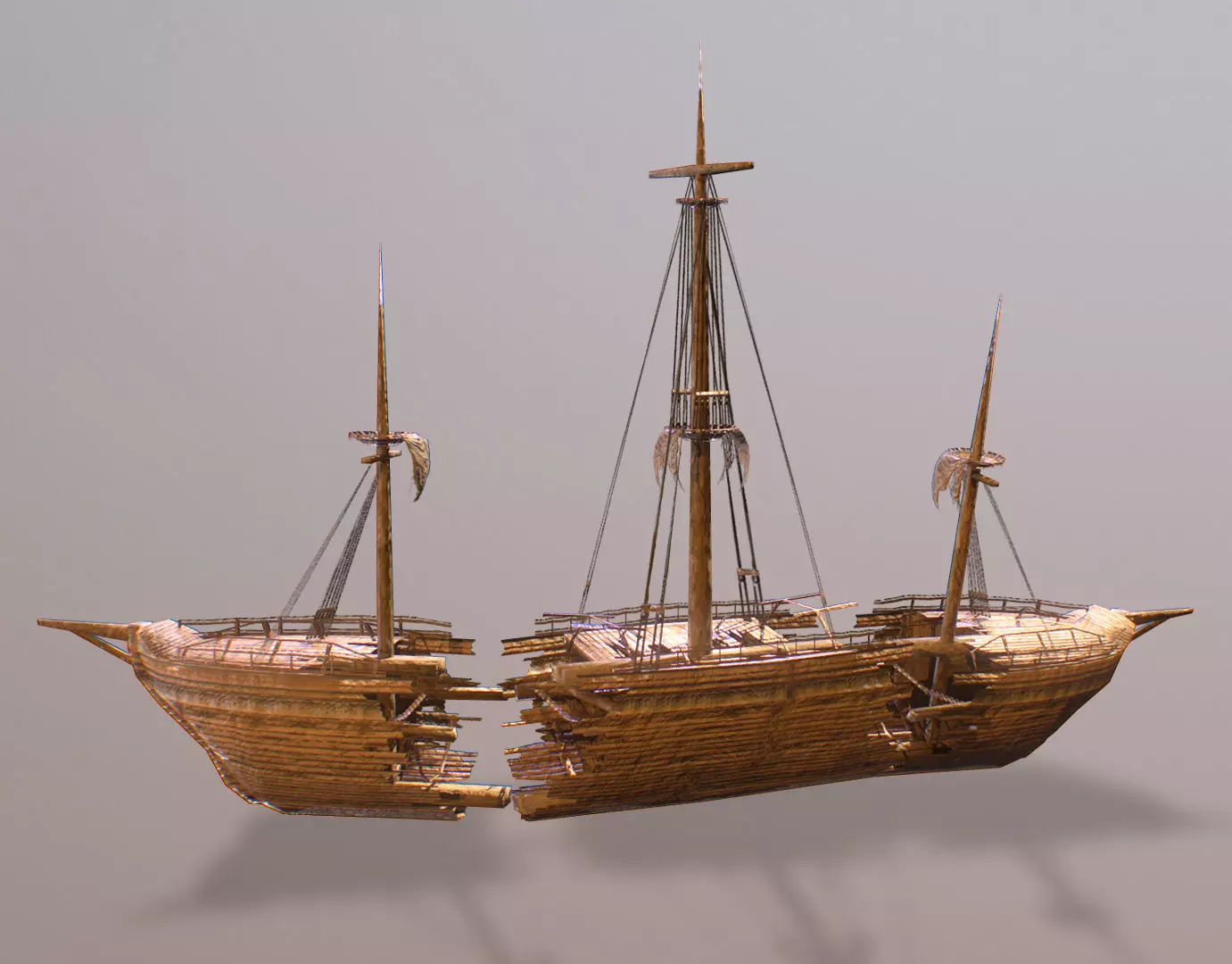 Wrecked Ship Low-poly 3D model_0