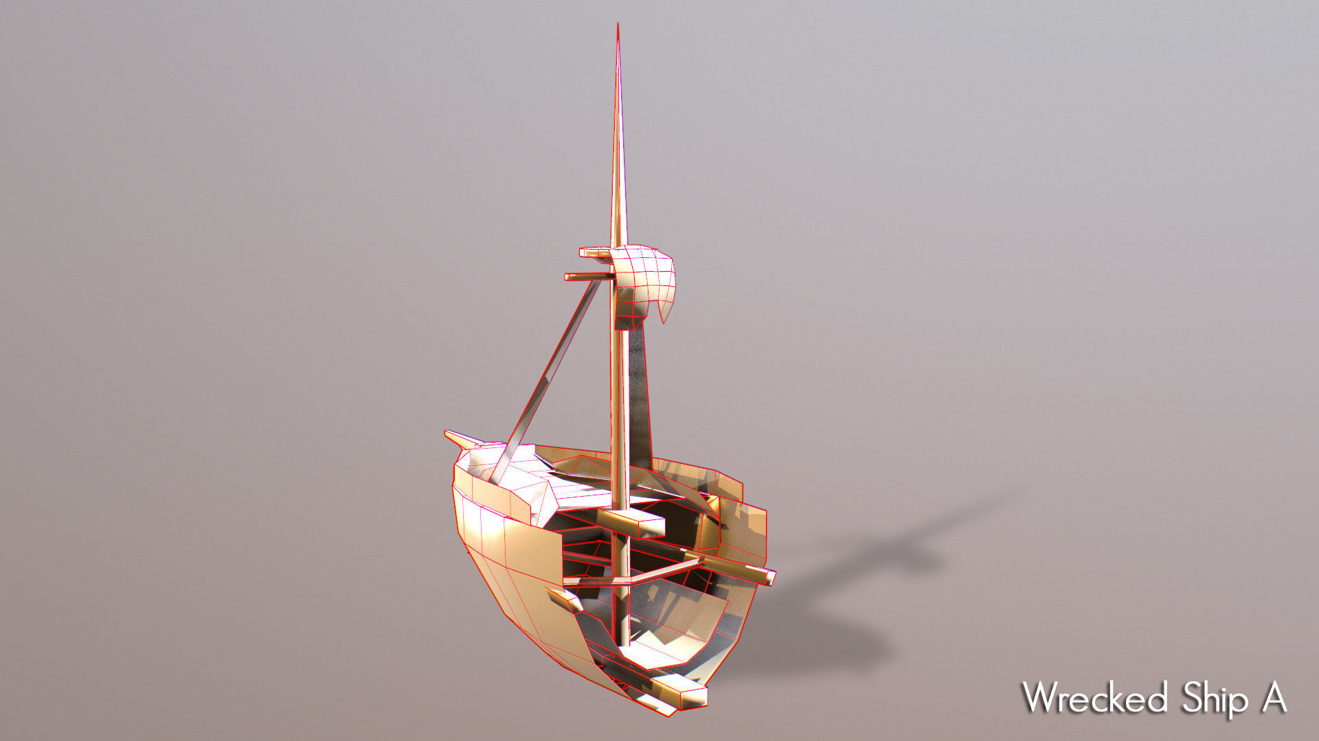 Wrecked Ship Low-poly 3D model_3