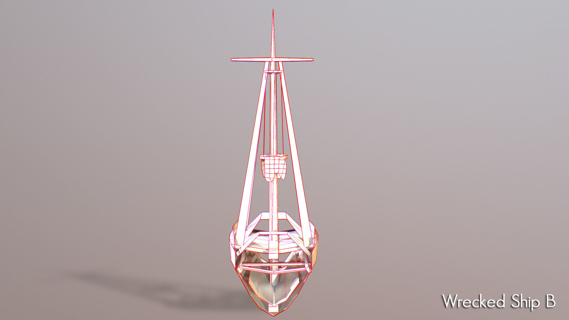 Wrecked Ship Low-poly 3D model_13