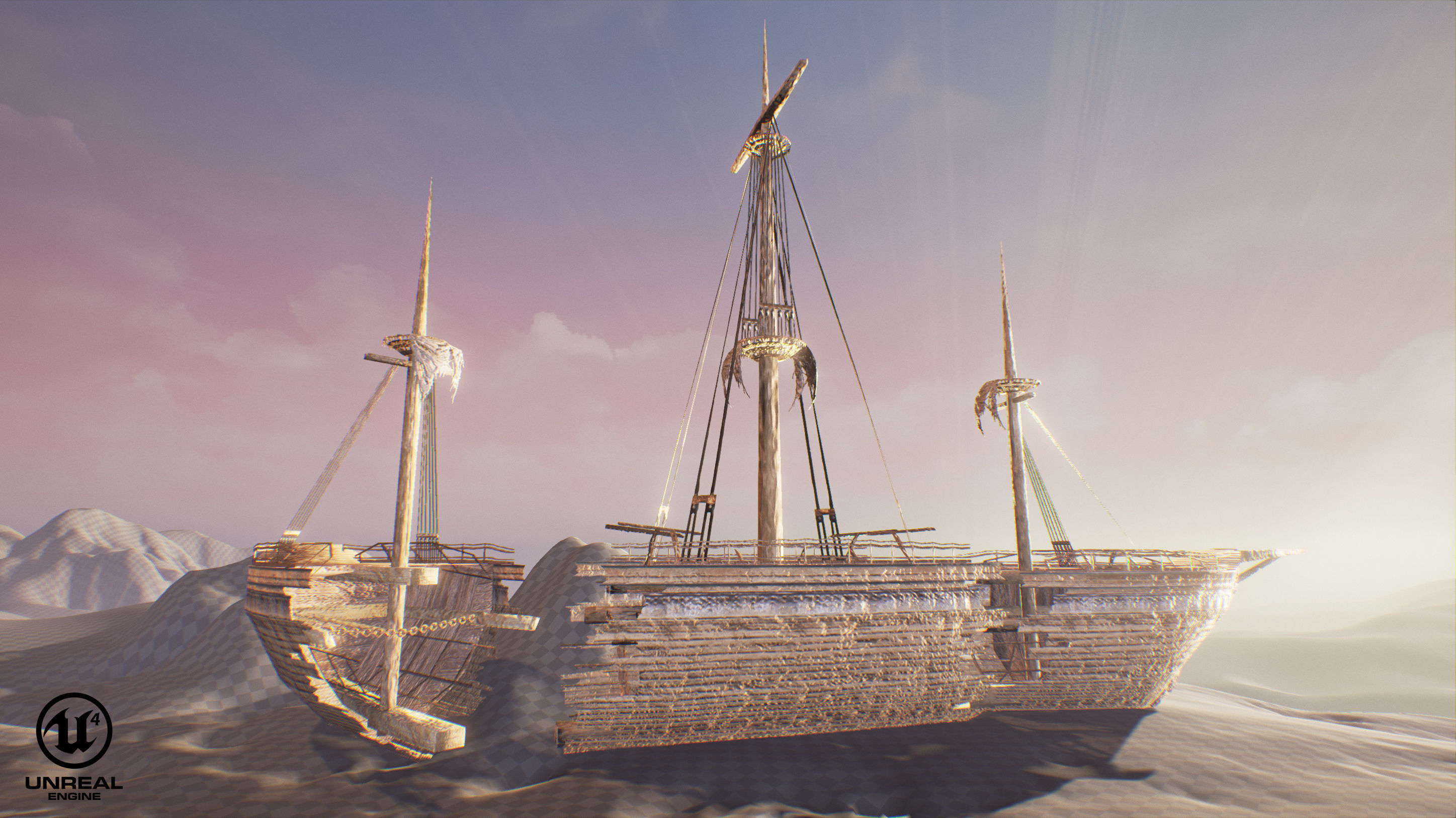 Wrecked Ship Low-poly 3D model_1