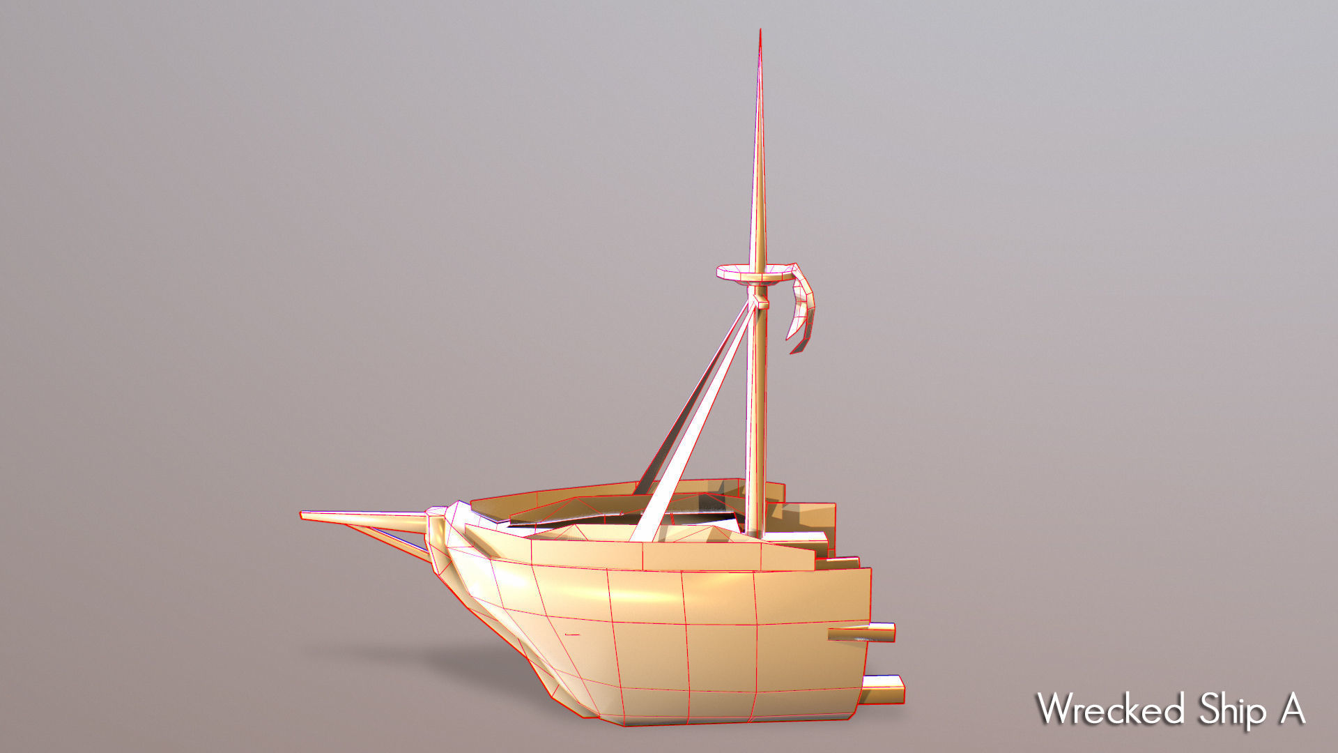 Wrecked Ship Low-poly 3D model_5