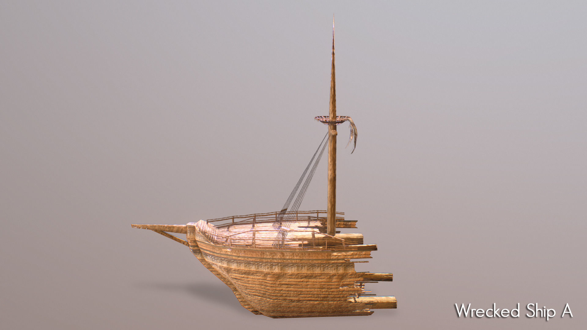 Wrecked Ship Low-poly 3D model_4