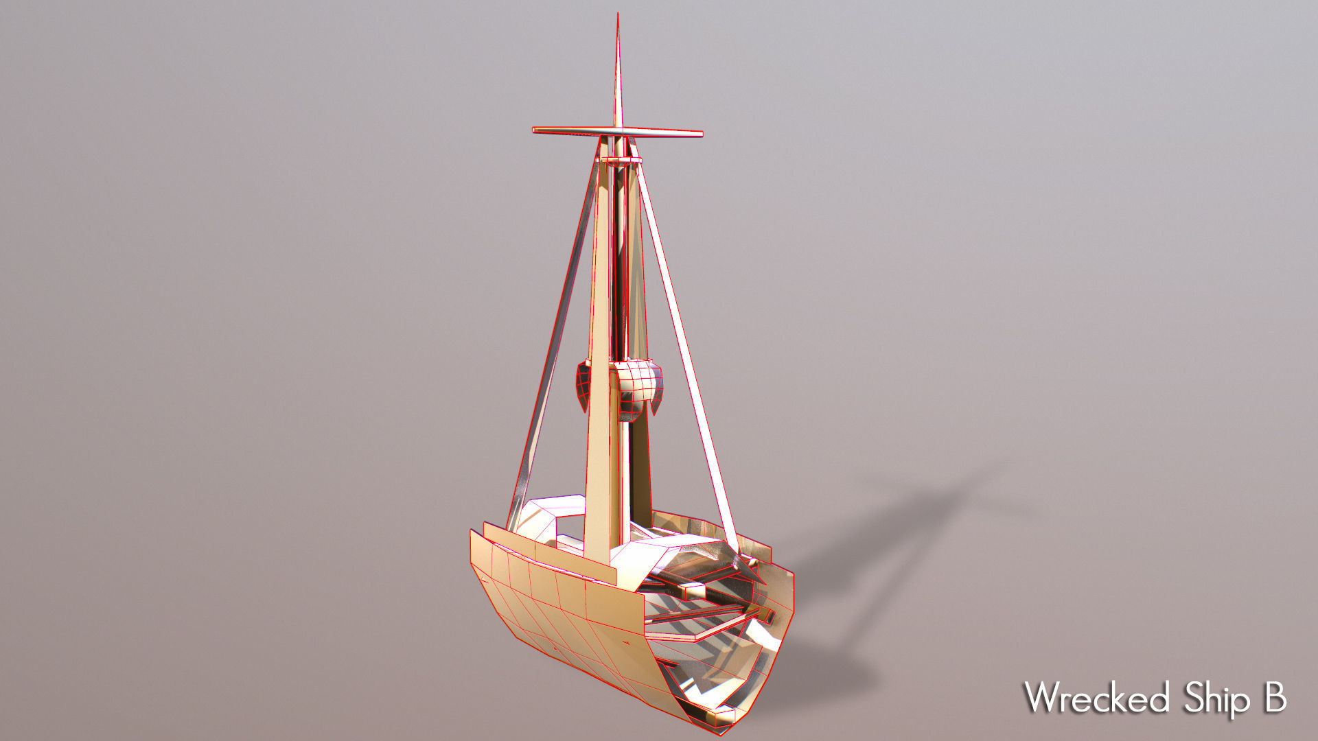 Wrecked Ship Low-poly 3D model_9