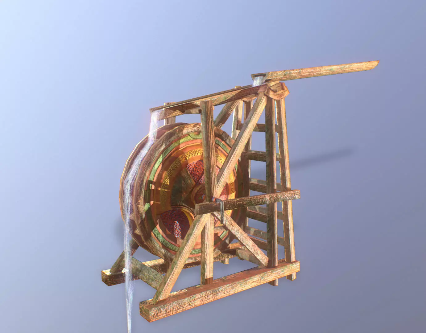 Water Mill Low-poly 3D model