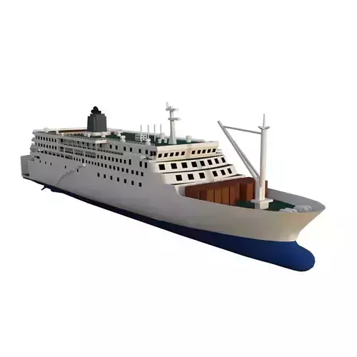 ferry cruise ship Low-poly 3D model