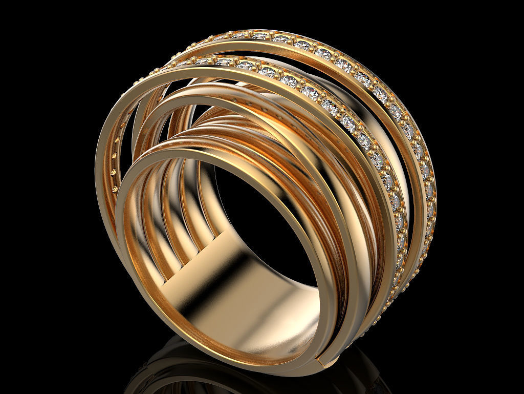 Multi band ring 2 3D print model_1