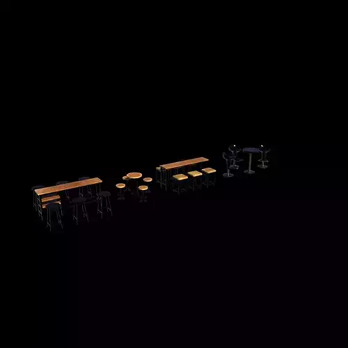 bar stool table set 3D model 6