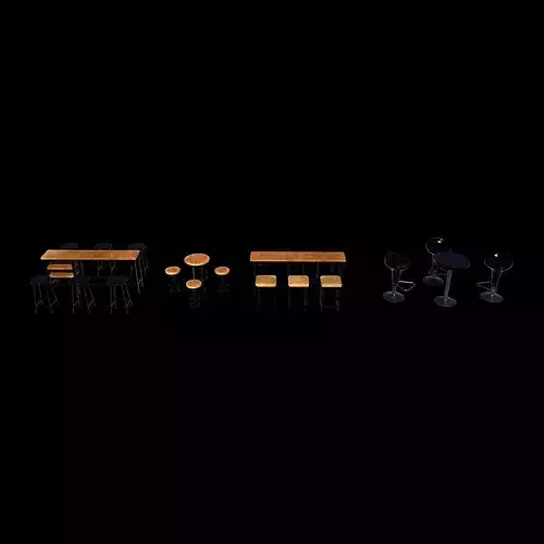 bar stool table set 3D model 3