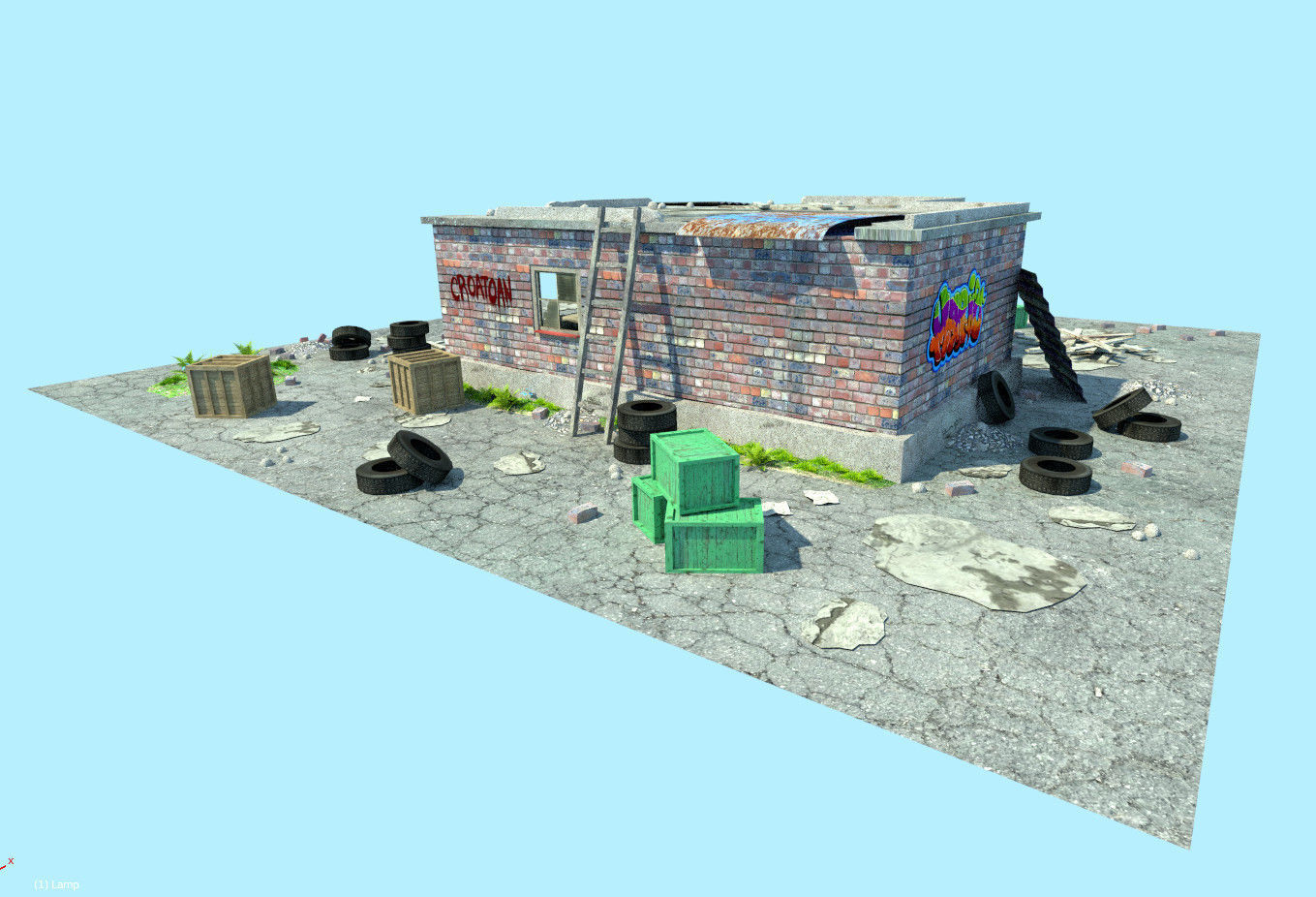 old garage low poly scene Low-poly 3D model_3