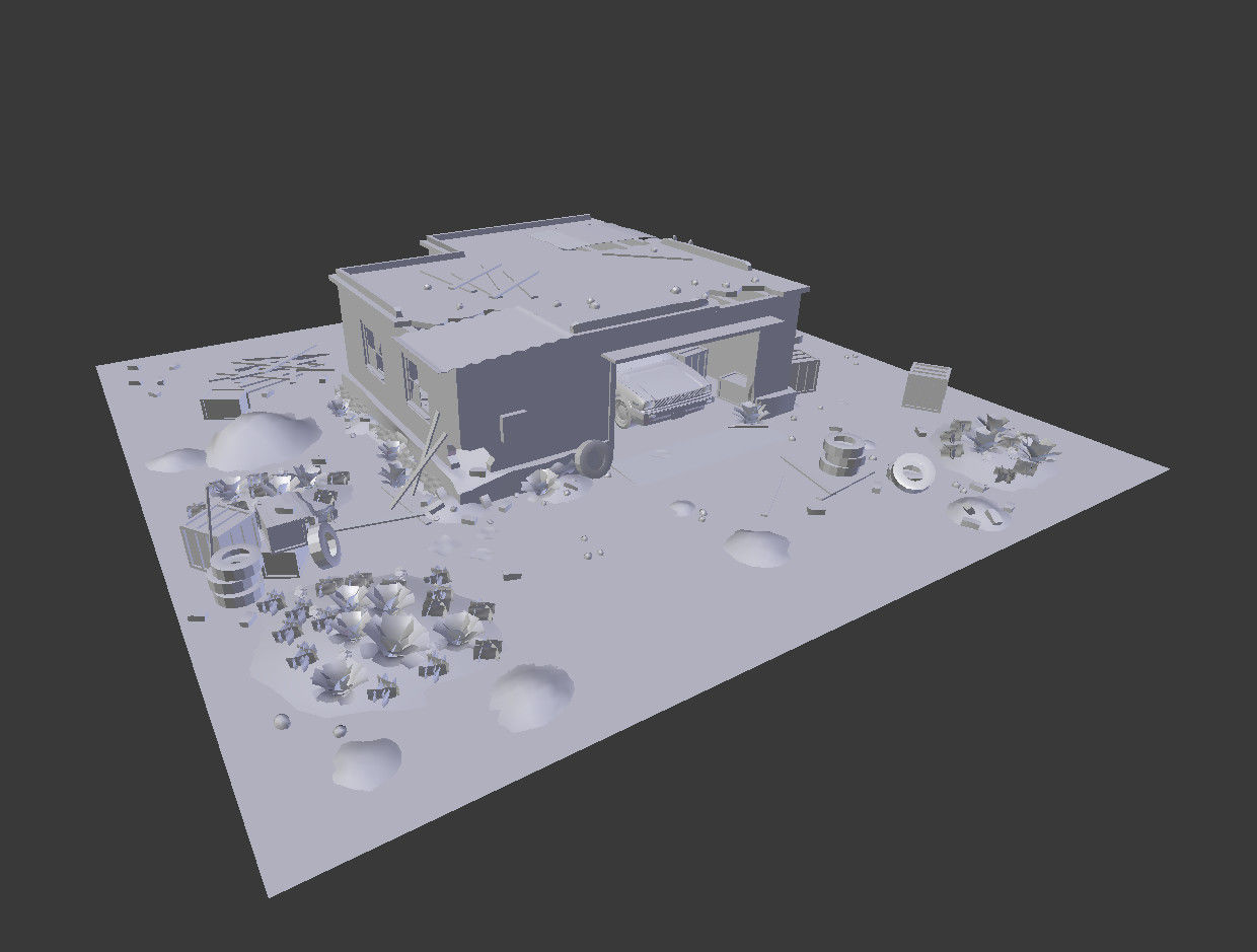 old garage low poly scene Low-poly 3D model_8