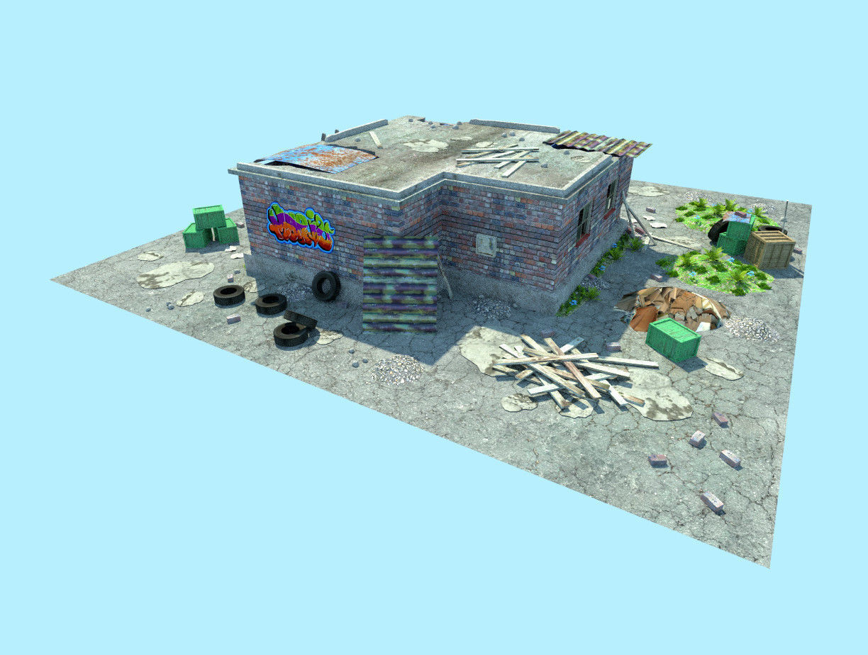 old garage low poly scene Low-poly 3D model_5