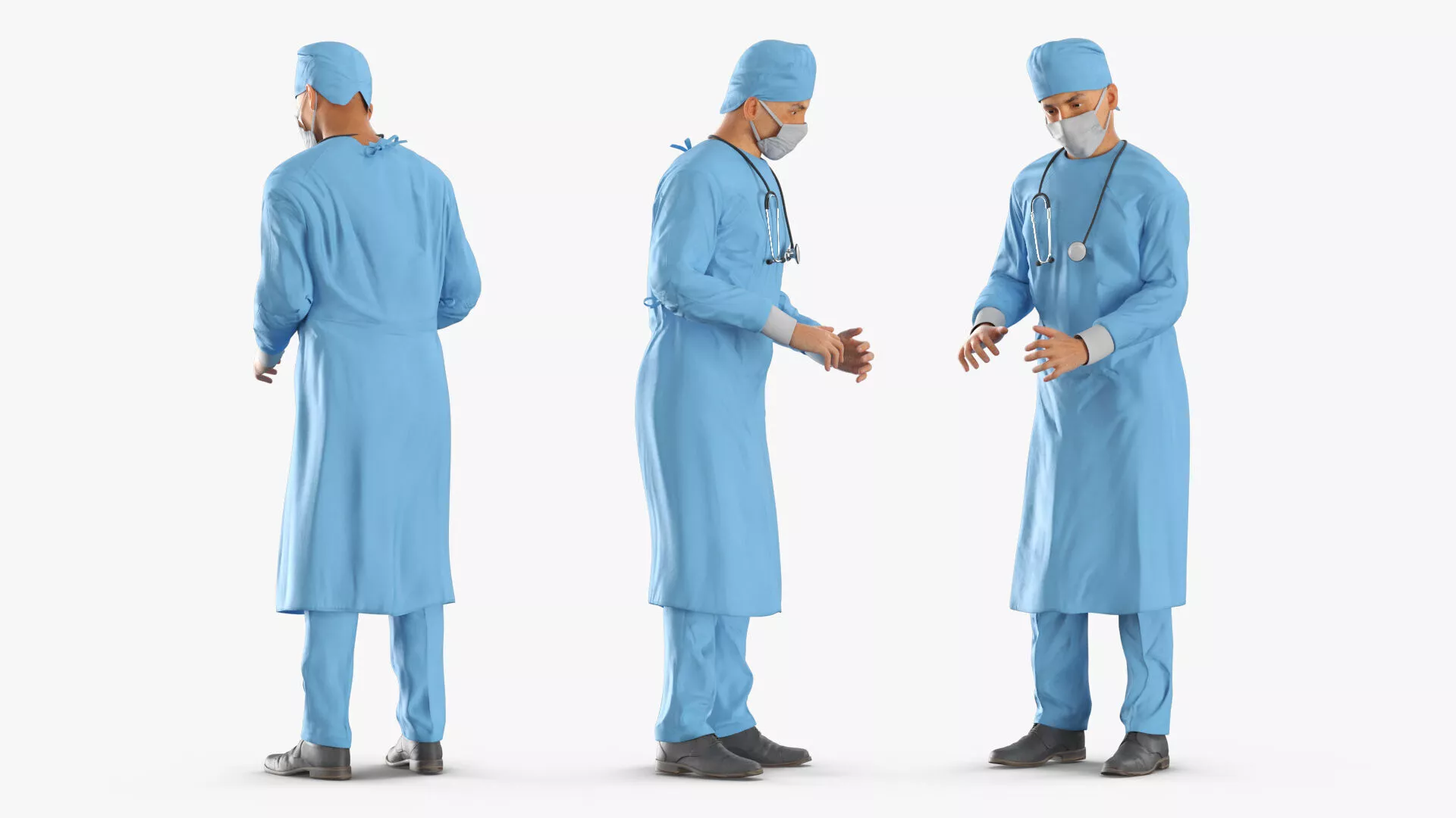 Sterile Operation Outfit Doctor T Pose Blue Rigged for Maya 3D model
