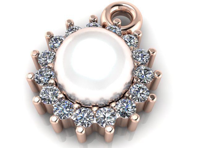Pendant pearl and diamond gold 3D print model_1