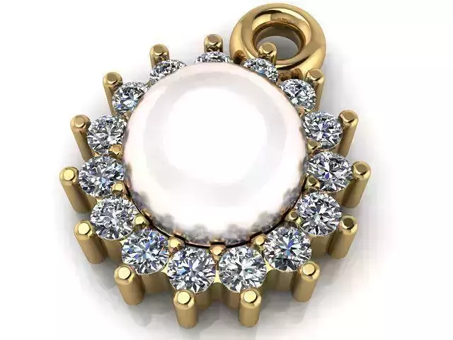 Pendant pearl and diamond gold