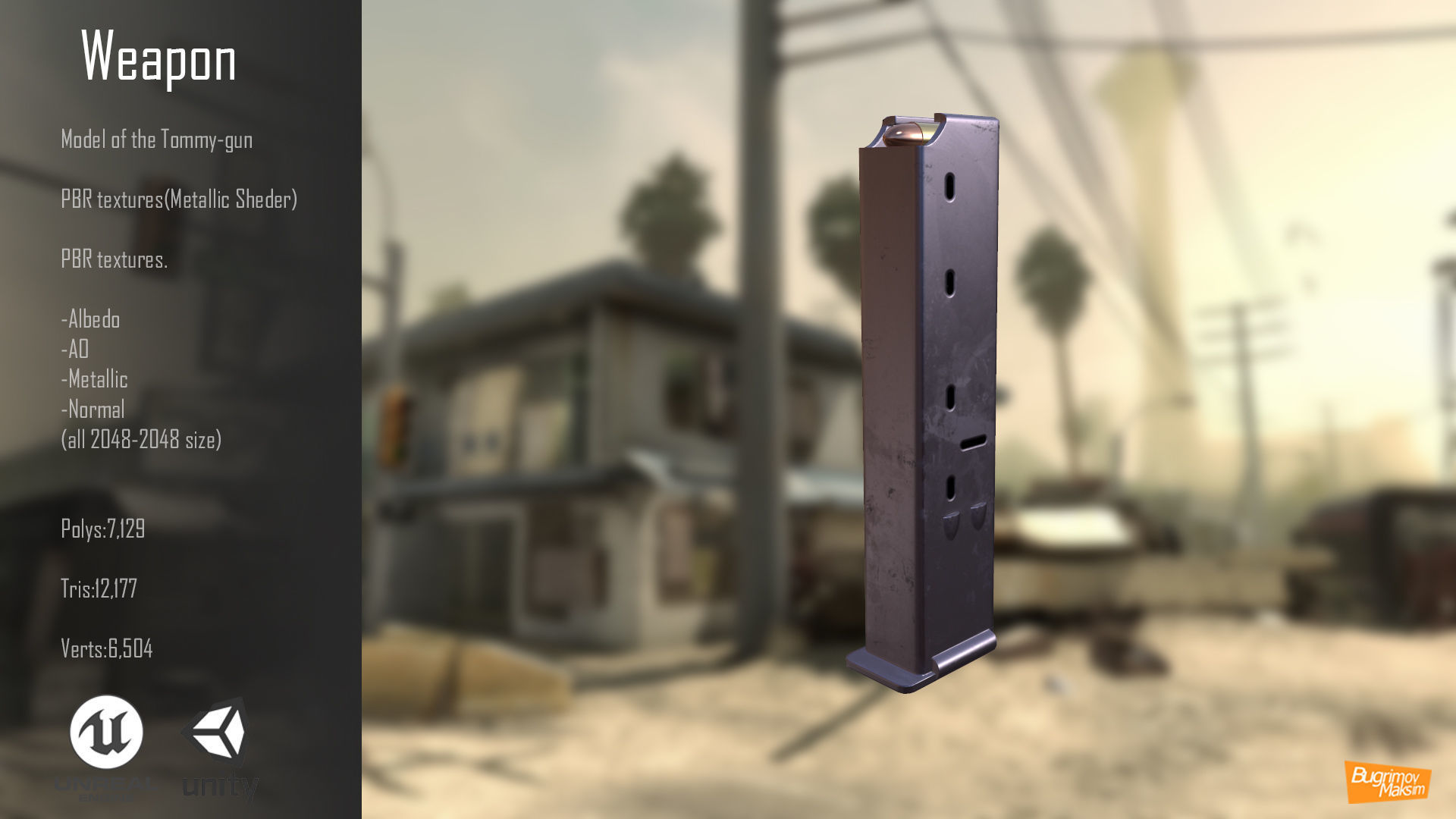 Tommy-gun weapon in call of duty ops Low-poly 3D model_6