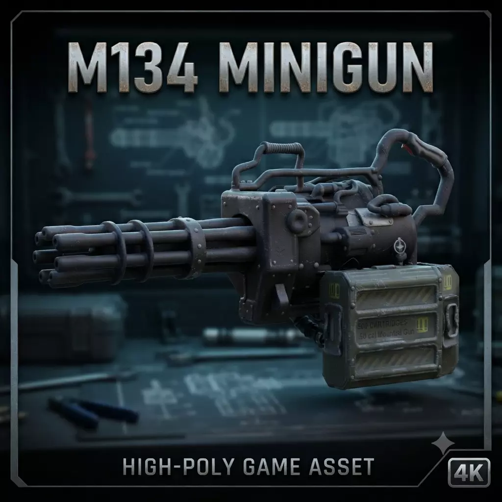 Minigun - Rotary Barrel Heavy Weapon 3D Model Low-poly 3D model