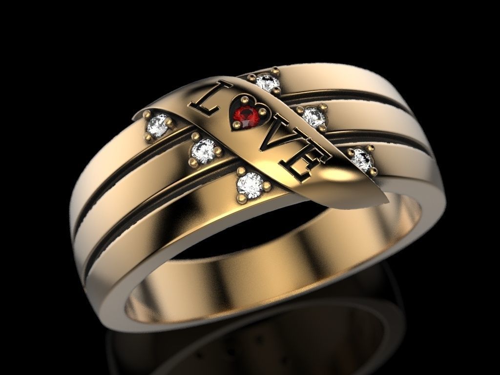 Love ring 3D print model_2