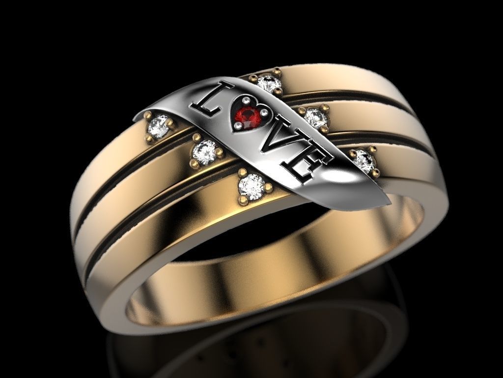 Love ring 3D print model_1