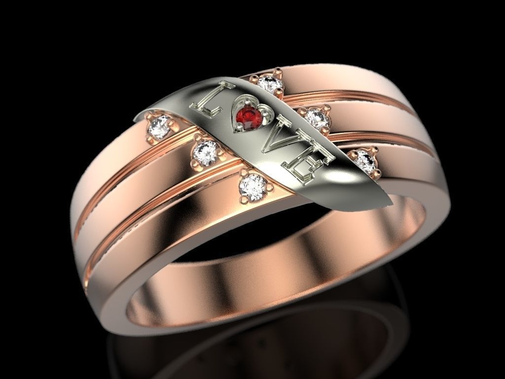Love ring 3D print model_5