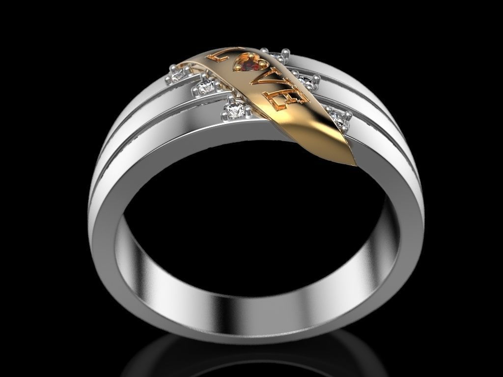 Love ring 3D print model_9