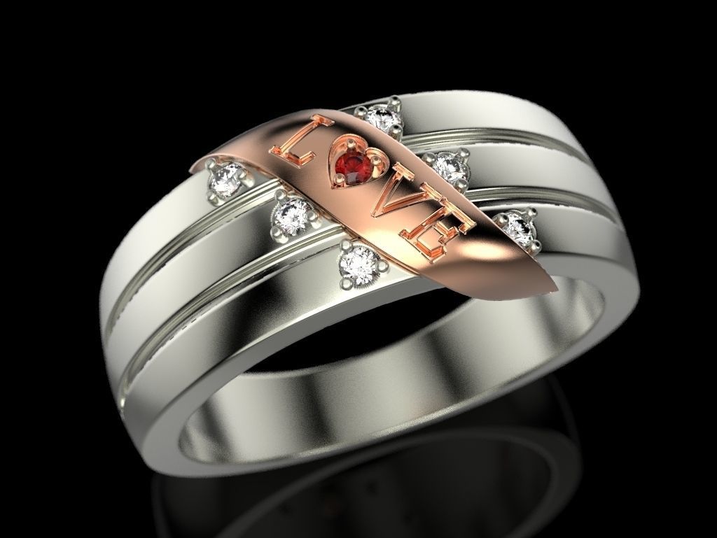 Love ring 3D print model_6