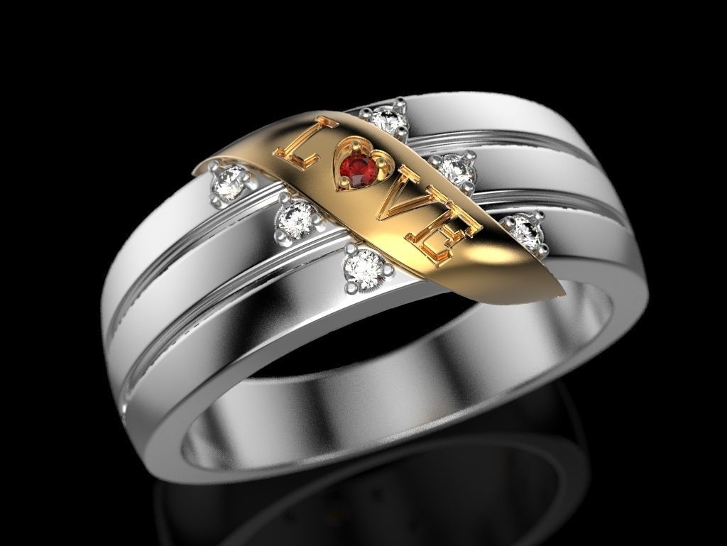 Love ring 3D print model_4