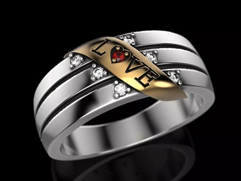 Love ring 3D print model_0