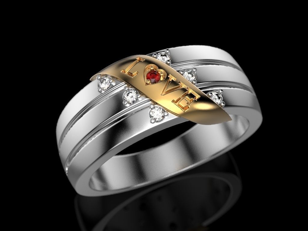Love ring 3D print model_7