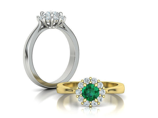 Classic Engagement ring 5mm Stone Halo Ring 3D print model
