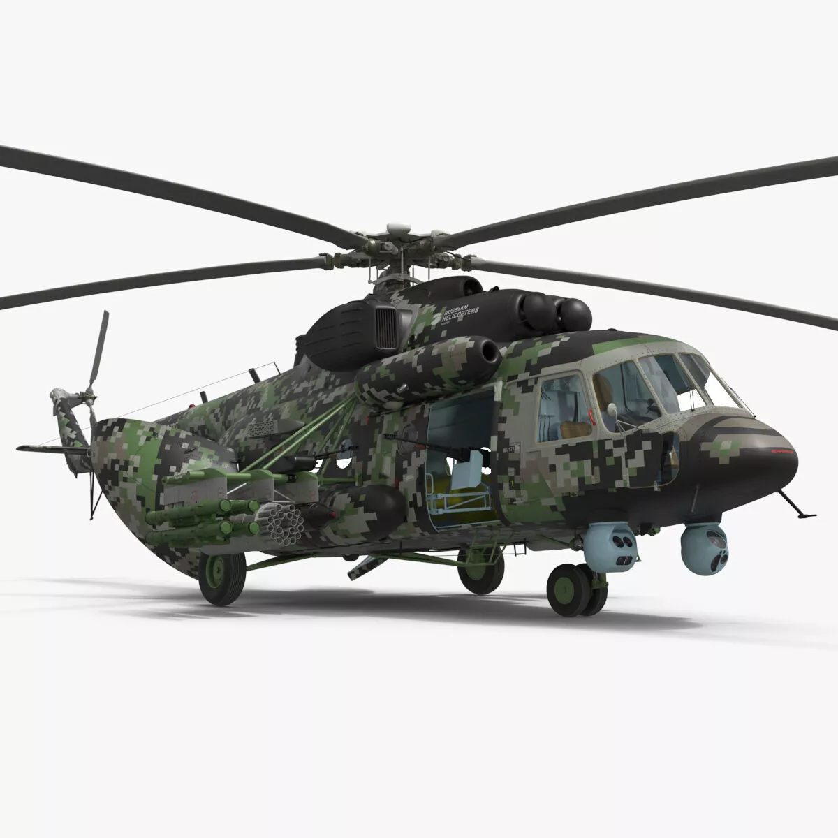 MI-171Sh Armed Military Helicopter Rigged for Maya 3D model