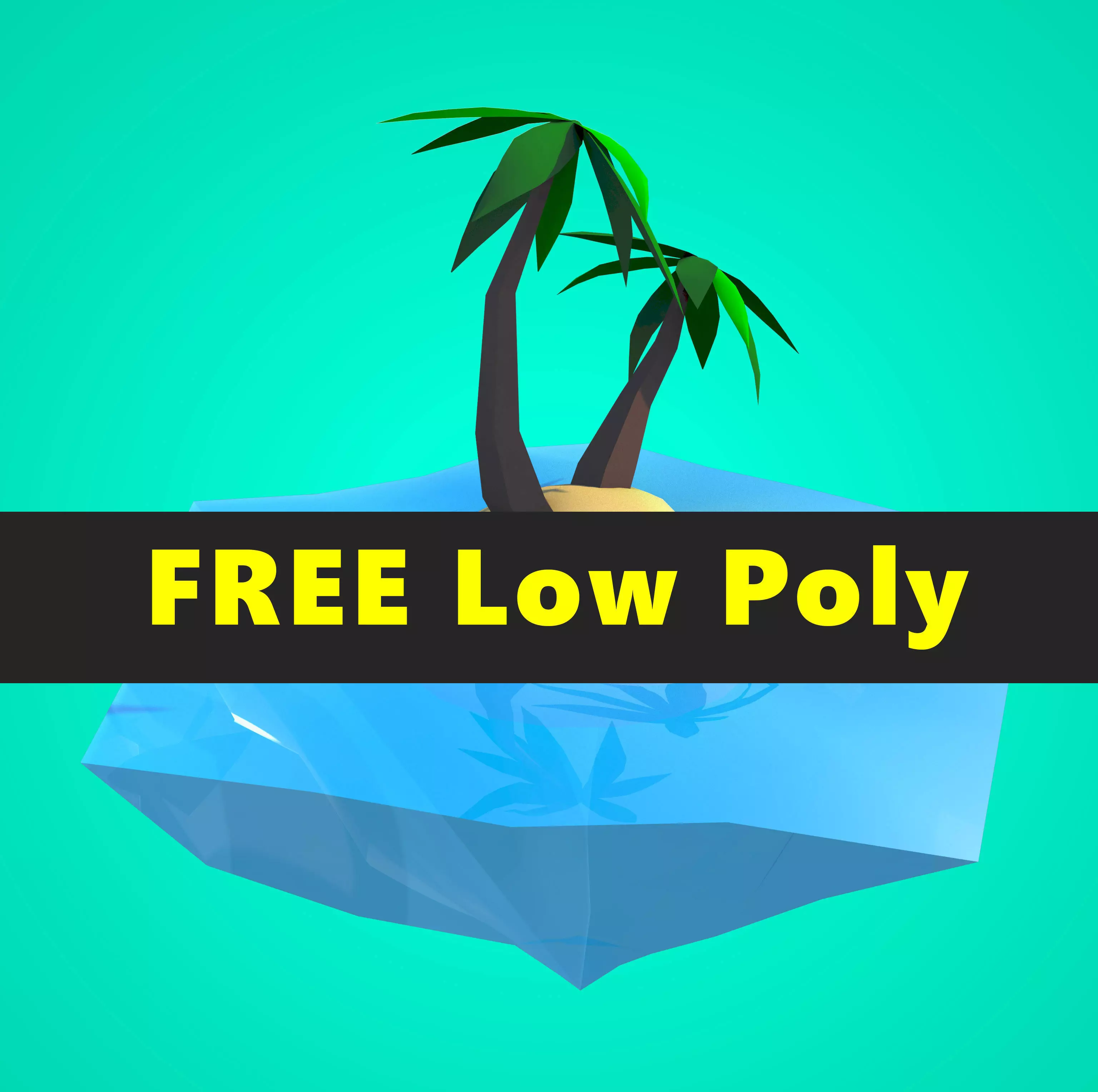 Coconut tree Island Low Poly Free low-poly 3D model