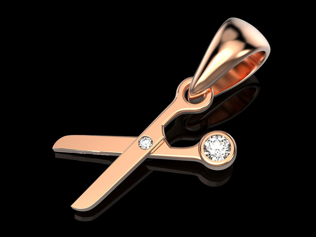 Pendant Scissors 3D print model_3