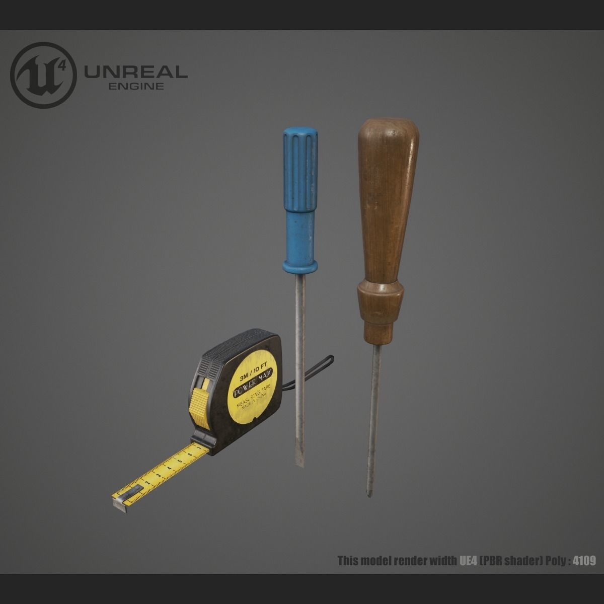Construction tools Low-poly 3D model_1