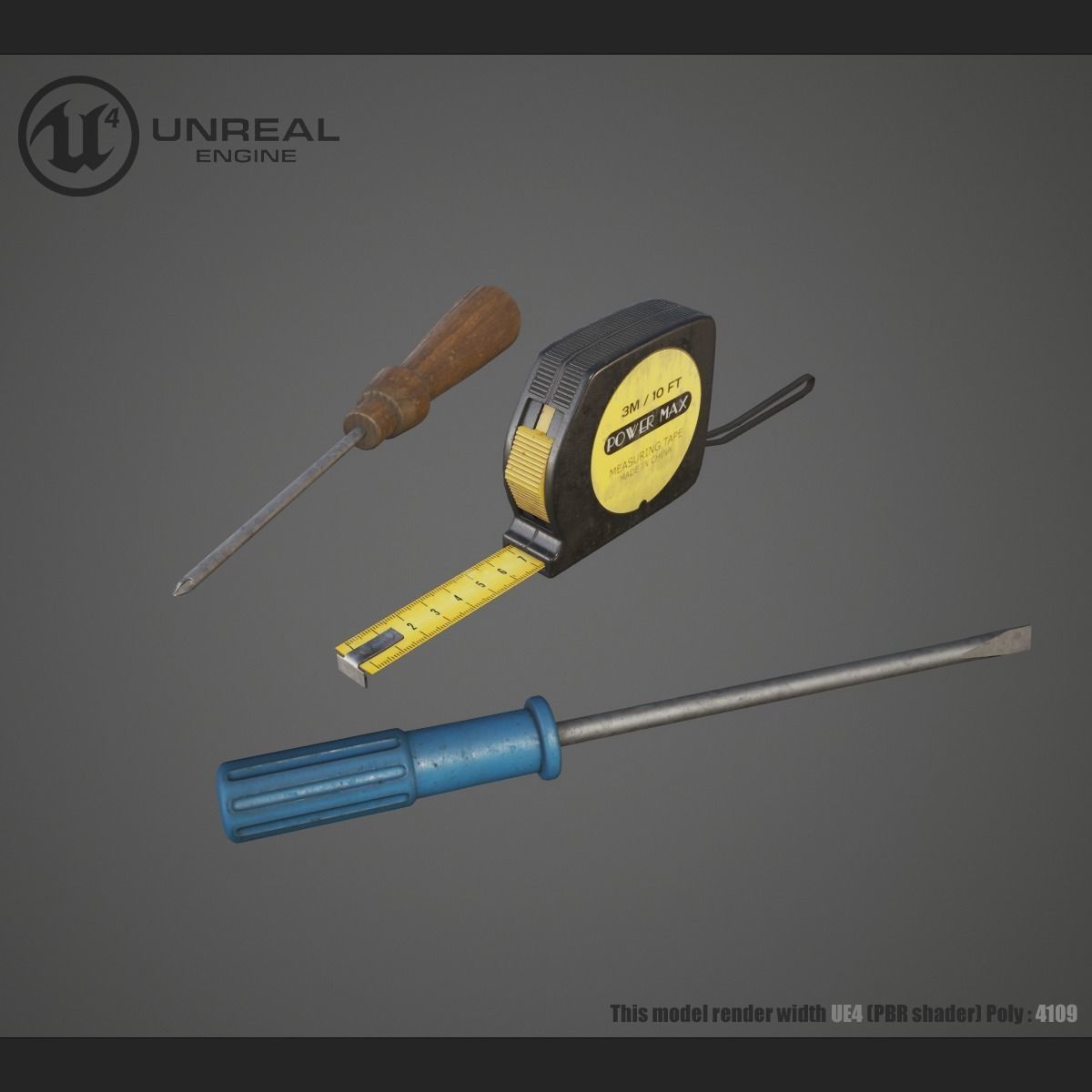 Construction tools Low-poly 3D model_0