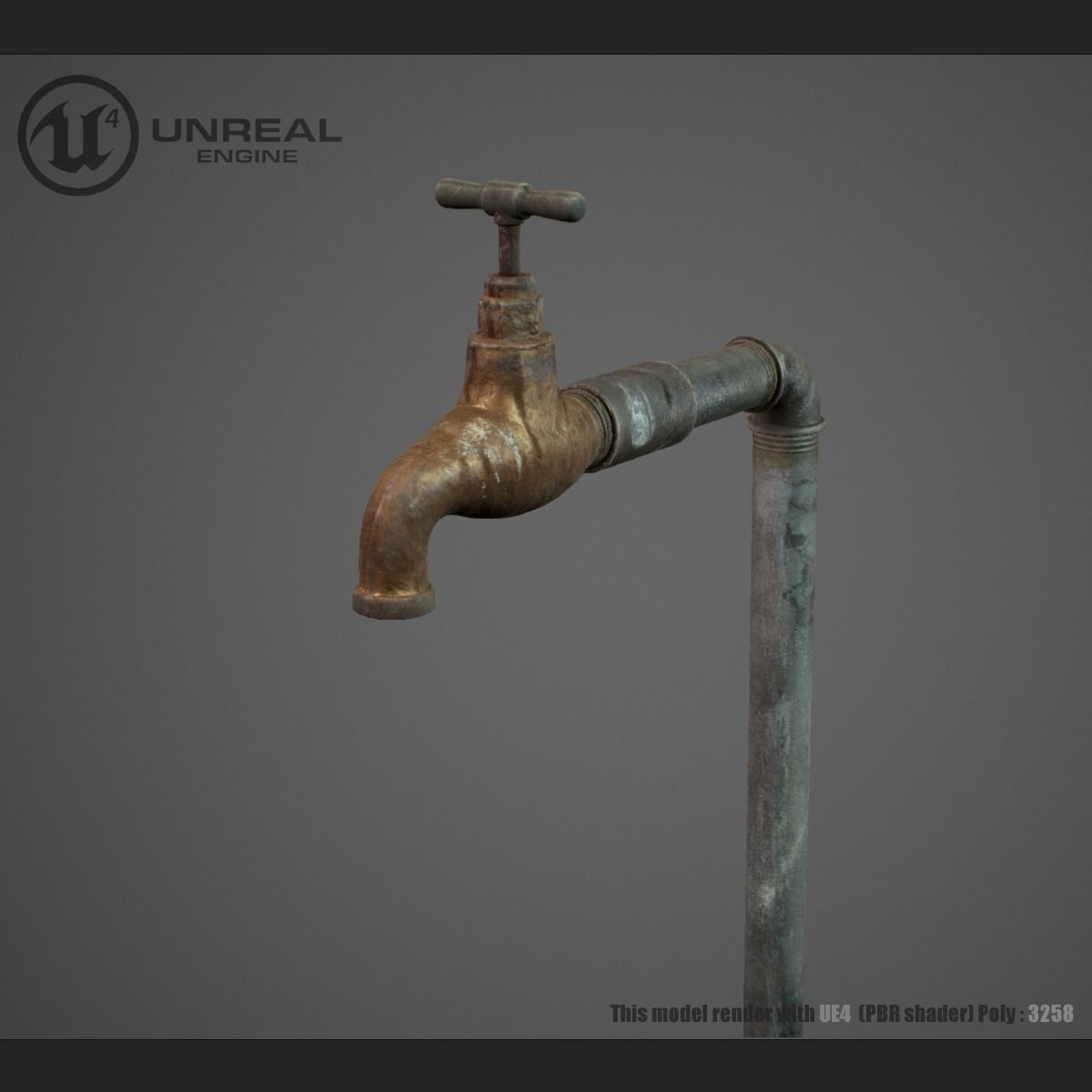 Old faucet Low-poly 3D model_3