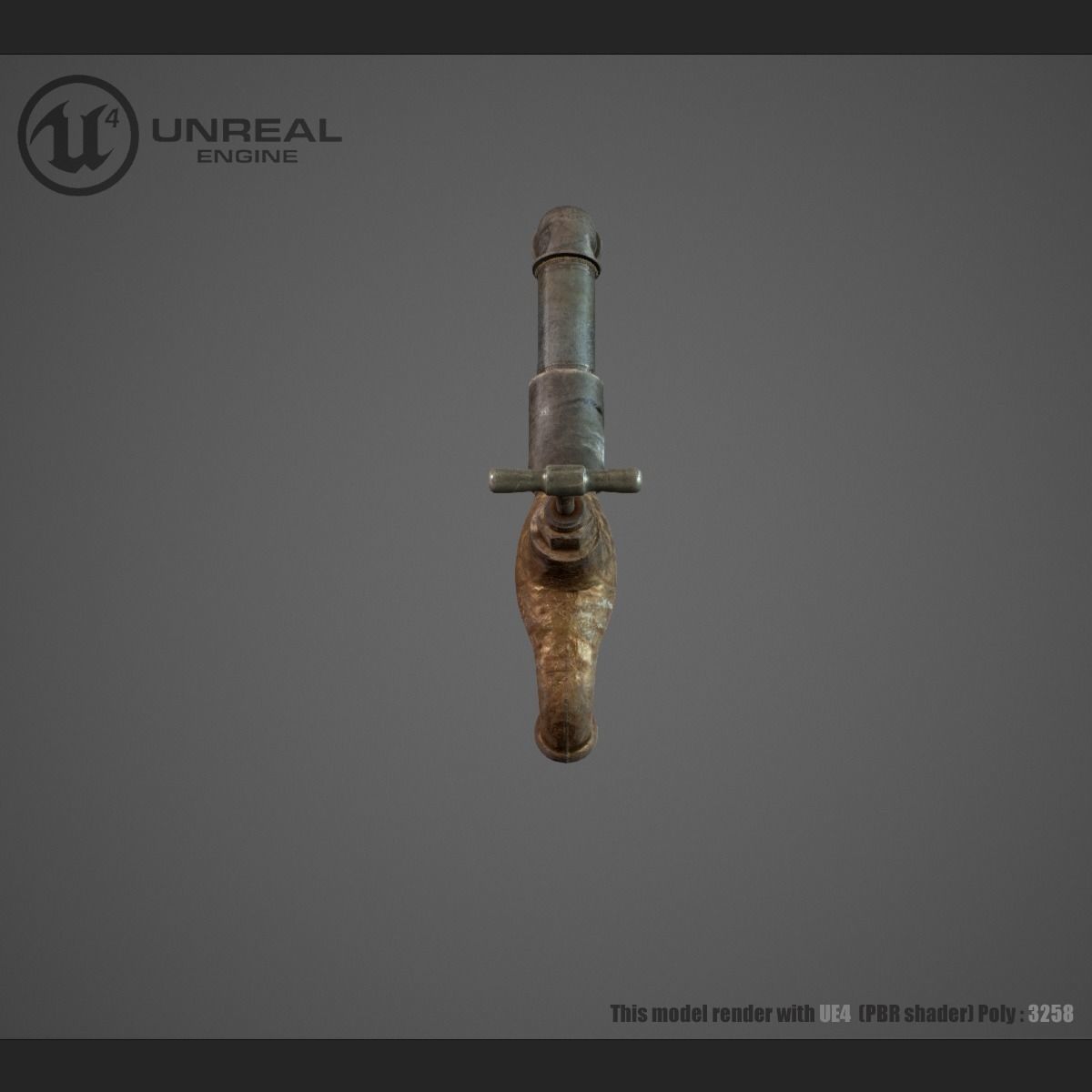 Old faucet Low-poly 3D model_4