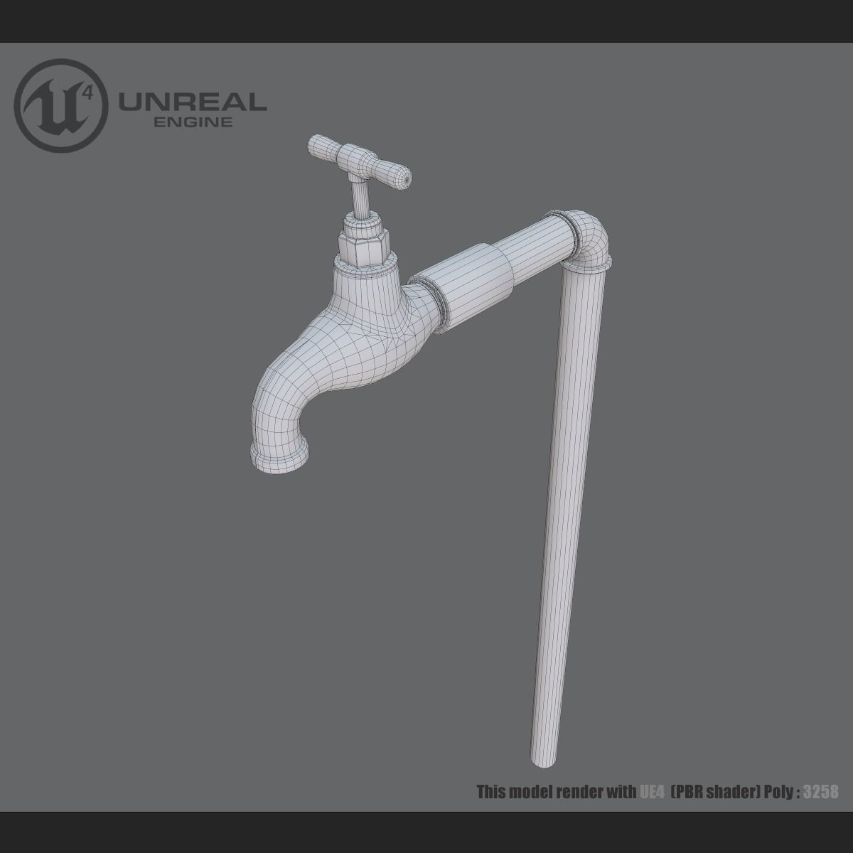 Old faucet Low-poly 3D model_5