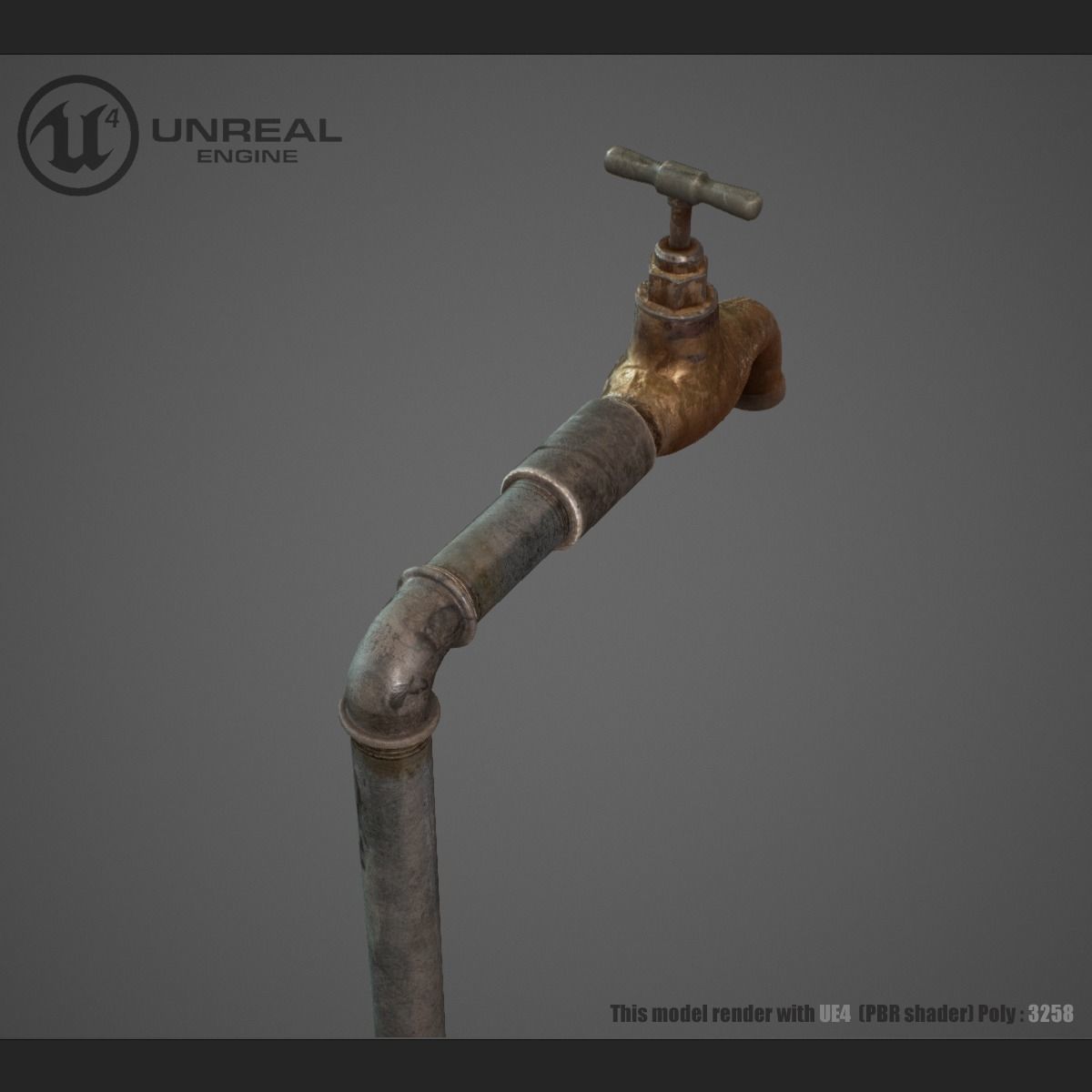 Old faucet Low-poly 3D model_2