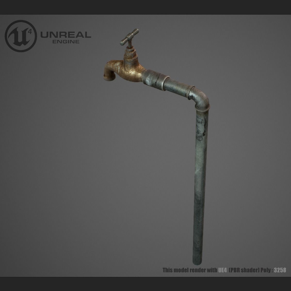 Old faucet Low-poly 3D model_1