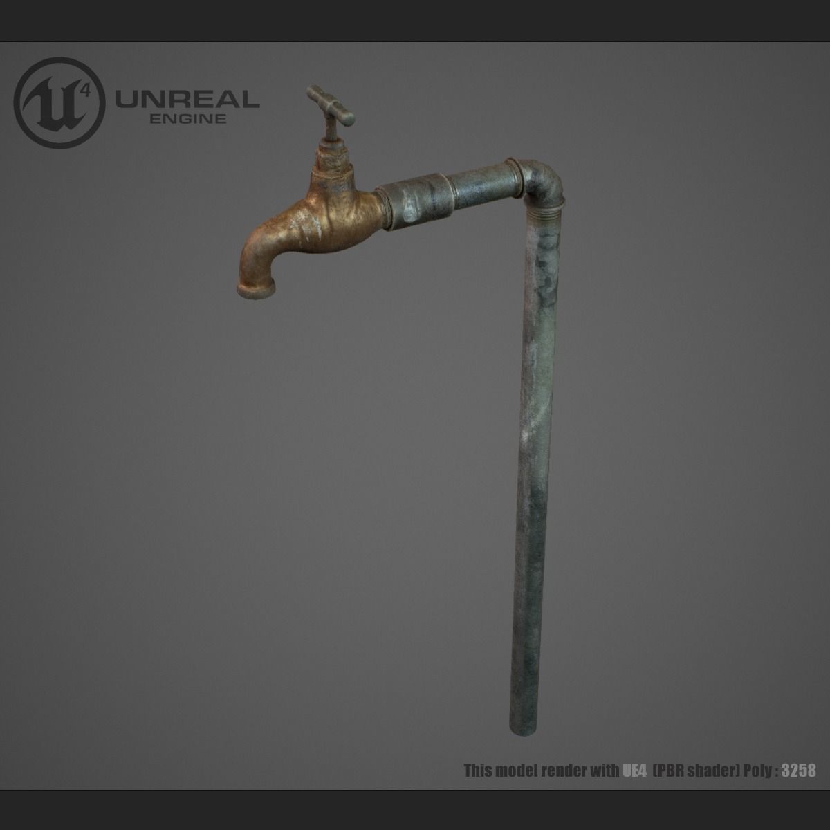 Old faucet Low-poly 3D model_0