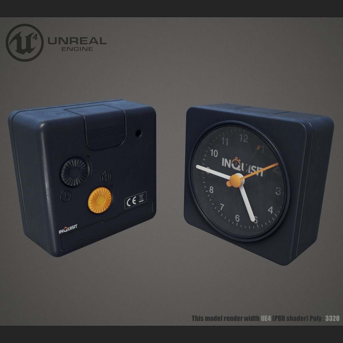 Clock unreal alarm Low-poly 3D model_0